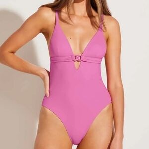 VITAMIN A LUXE LINK ONE PIECE SWIMSUIT IN BUBBLE GUM RELUX
